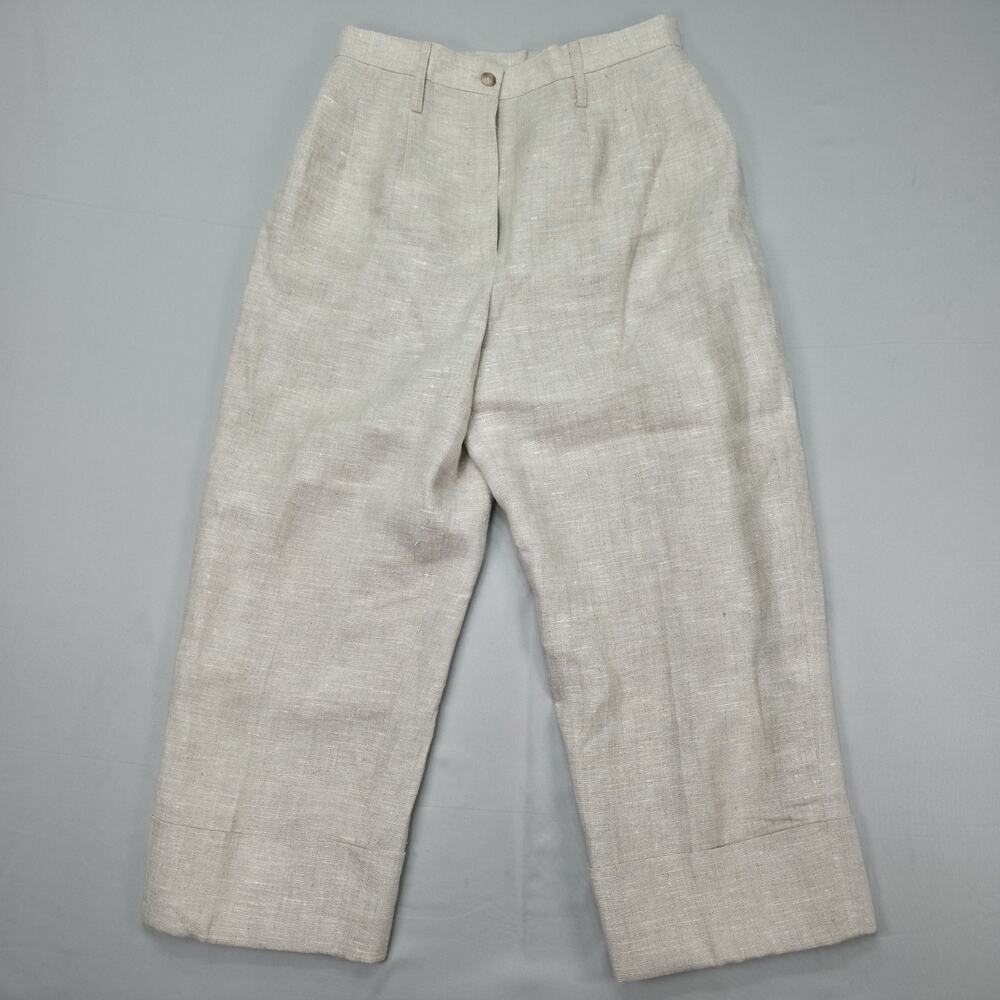 Benard Holtzman Linen Wide Leg Crop Pants Womens 8 Minimalist Coastal Comfort